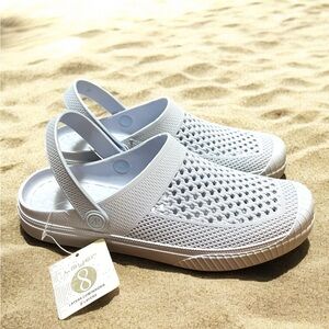 Layer 8 White Mesh Slip-On Sandals Size-9